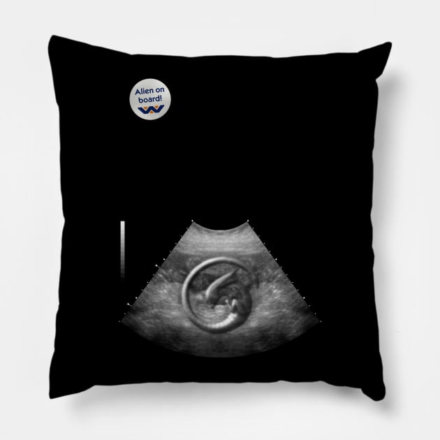 Alien on Board - Ultrasound - badge variant Pillow by adam@adamdorman.com