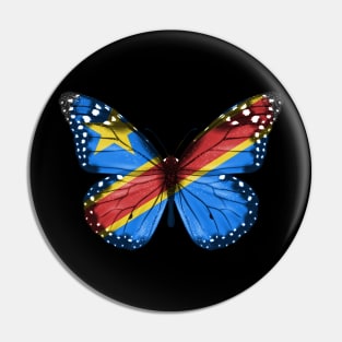 Congolese Flag  Butterfly - Gift for Congolese From Democratic Republic Of Congo Pin