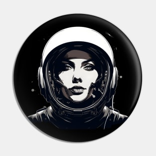 Black and white-themed female astronaut Pin