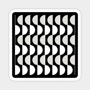 Black and White Retro Half-Circles Magnet
