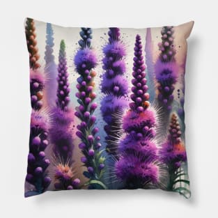 Vibrant Liatris Decor - Watercolor Flower Pillow