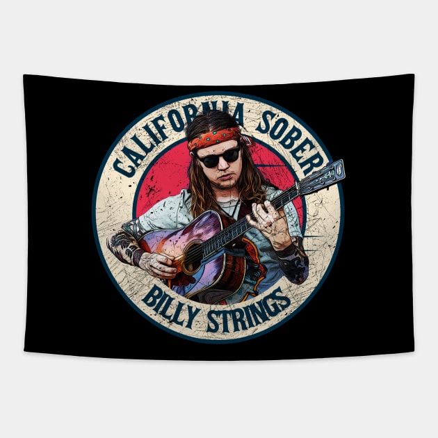 Retro Style Fan Art Design Billy Strings California Sober Tapestry by rido public