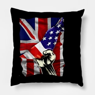 Half American Half British USA Flag United Kingdom Heritage Pillow