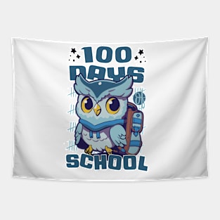 100 days of school featuring a Cute owl with a bagpack #4 Tapestry