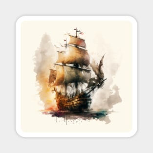 Pirate Ship watercolour Magnet