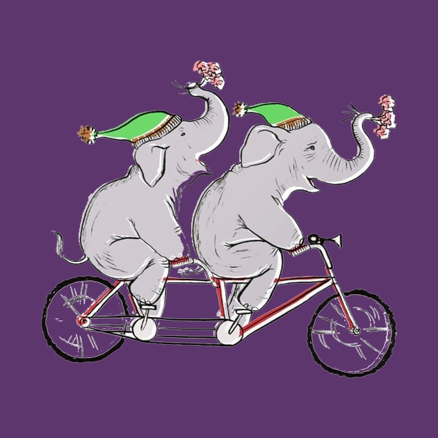 Elephant Pals on a Bike by AmysBirdHouse