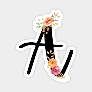 Letter A With Autumn Floral Wreath Magnet