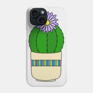 Cute Cactus Design #190: Barrel Cactus With Flower In Nice Pot Phone Case