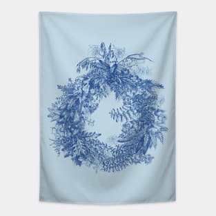 Cottagecore Aesthetic Blue Floral Wreath Tapestry