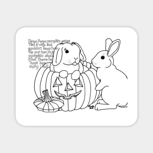 Bunny Nursery Rhyme Series-Peter, Peter, Pumpkin Eater b&w Magnet