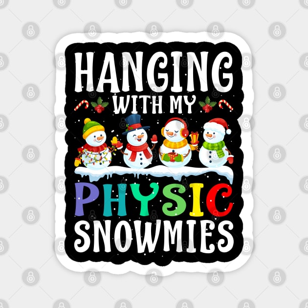 Hanging With My Physic Snowmies Teacher Christmas Magnet by intelus