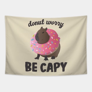 Cute Donut Capybara - Donut Worry Be Capy Tapestry