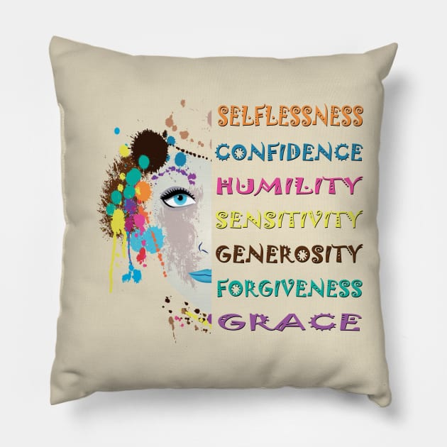 Beautiful Women-Women: Bold and Inspiring Pillow by Mirak-store 