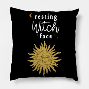 Resting Witch Face with Sun Moon Celestial Pillow