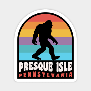 Presque Isle Erie Pennsylvania Bigfoot Sasquatch Retro Sunset Magnet