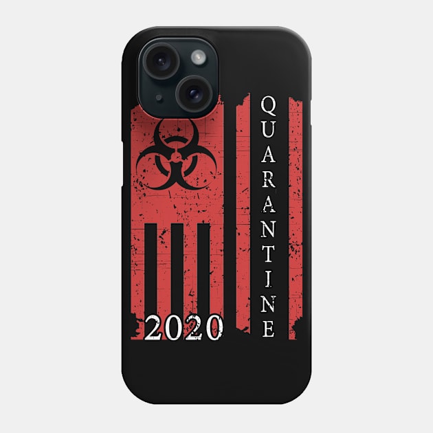 Quarantine 2020 American Flag Bio-hazard Community Awareness Phone Case by Capital Blue