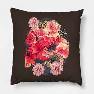 Vintage Flowers with Bees Pillow