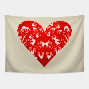 Romantic Floral Valentine Heart Tapestry