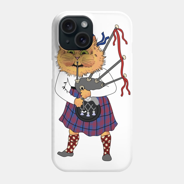 Scottish Bagpipe Playing Cat Phone Case by KarwilbeDesigns