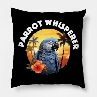 African Grey Parrot - Parrot Whisperer (White Lettering) Pillow