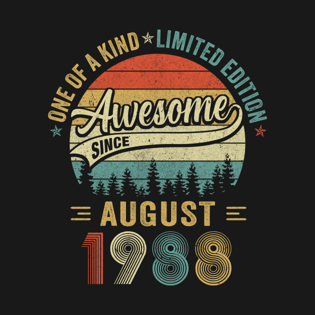 Discover August 1988 Vintage 35 Years Old Retro 35th Birthday - August 1988 Vintage 35 Years Old Retro - T-Shirt