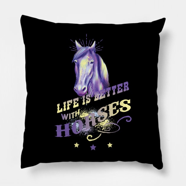 Life is better with Horses Pillow by BC- One- Shop