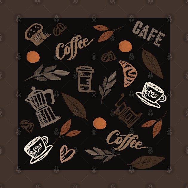 Brown cafe style pattern for the coffee lover by Fiasco Designs