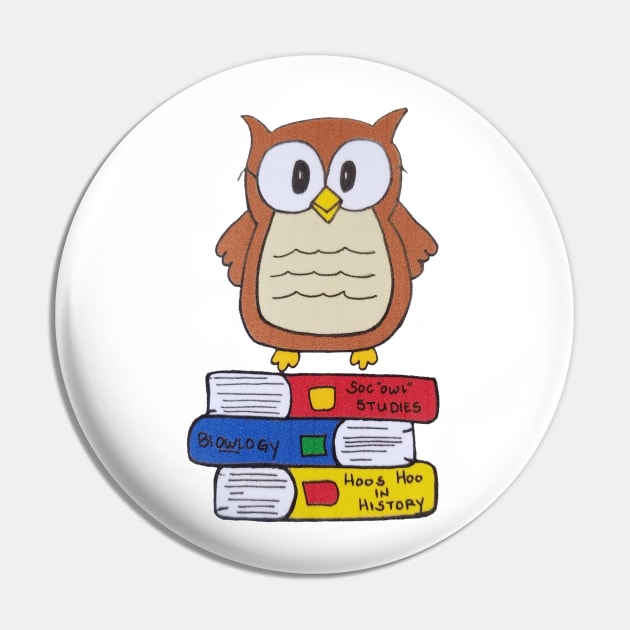 Study Owl with books Pin by Crazytrain77