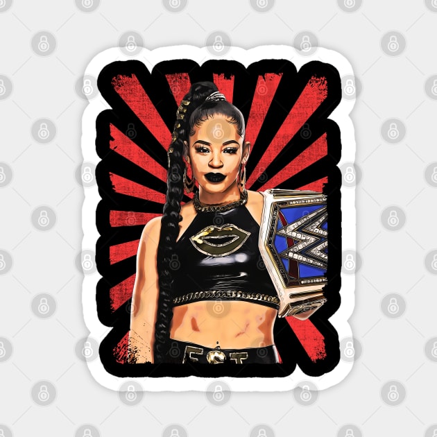 Bianca Belair Wrestling Vintage Fan Art Magnet by Sakonipopart