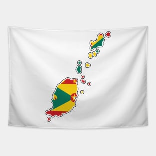 Grenada National Flag and Map Tapestry