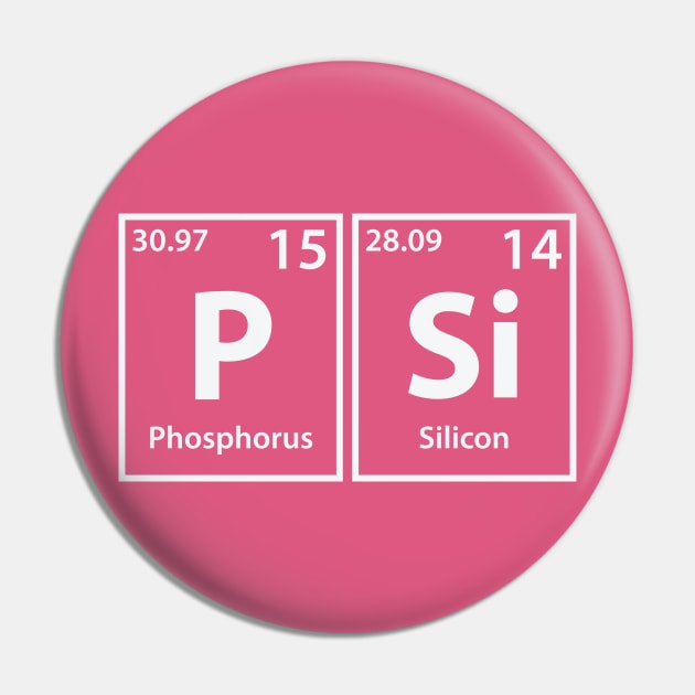 Psi (P-Si) Periodic Elements Spelling Pin by cerebrands