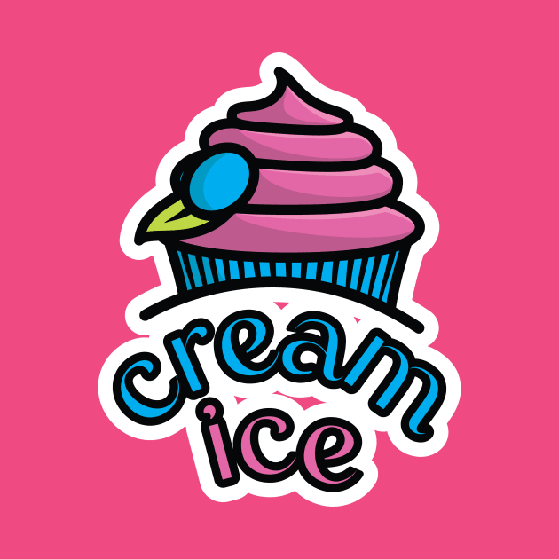 Summer Ice Cream Cup Sticker vector illustration. Summer food and ice cream object icon concept. Ice cream paper cup sticker vector design with shadow. by AlviStudio