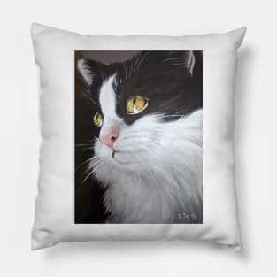 Black and White Tuxedo Cat Pillow
