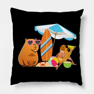 Capybara at Beach Pillow