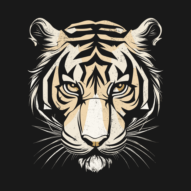 Tiger Head Vintage , beige and black by ravensart