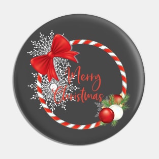 Candy Cane Christmas Wreath Pin