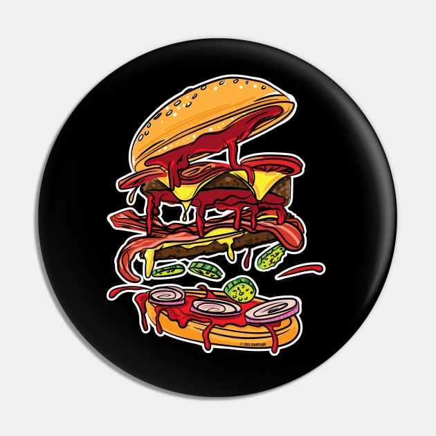 BBQ Barbeque Hickory Bacon Double Cheese Burger Pin by eShirtLabs