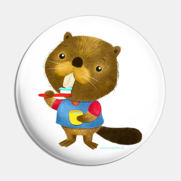 Beaver Brush Teeth Time Pin by julianamotzko