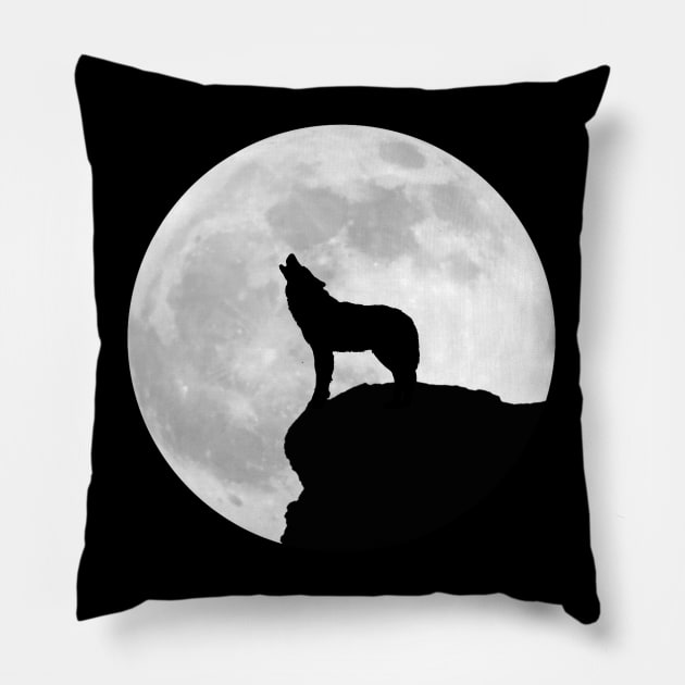 Wolf under the moon Pillow by Boss creative