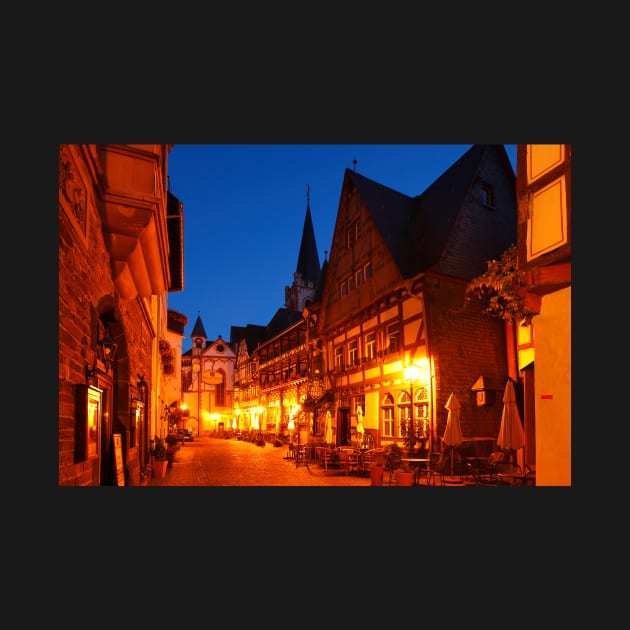 Old town, dusk, Bacharach, Middle Rhine, Rhine, evening by Kruegerfoto