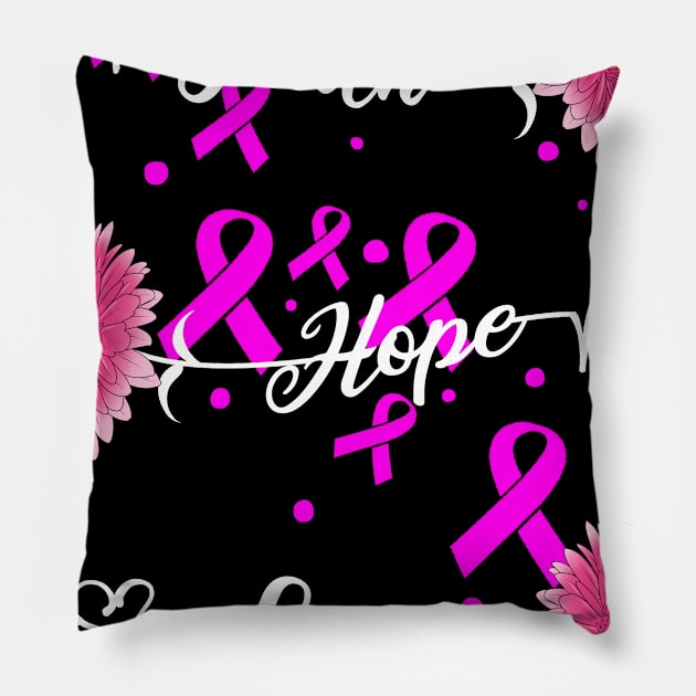 Womens Faith Hope Love Breast Cancer Awareness Product Pillow by Linco