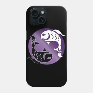 Yin and Yang Tribal style fish, purple Phone Case