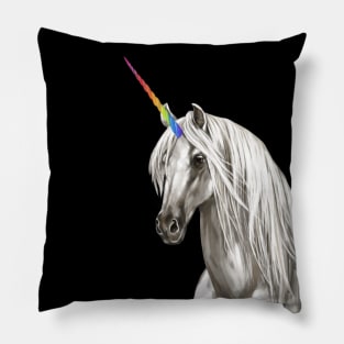 Unicorn in Black Pillow