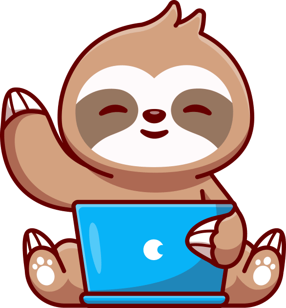 Cute Sloth Working On Laptop Cartoon Kids T-Shirt by Catalyst Labs