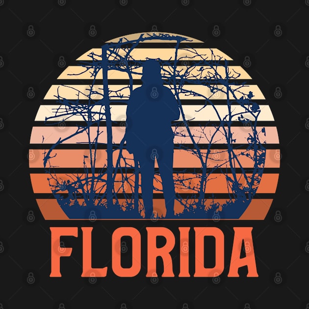 Florida Sunset, Orange and Blue Sun, Gift for sunset lovers T-shirt, Camping, Camper with a Stick by AbsurdStore