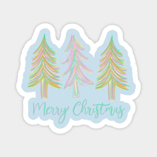 Pastel doodle Christmas trees, Merry Christmas trees Magnet