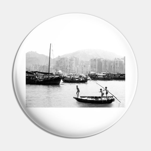 Children fishing in Hong Kong Harbour Pin by rozmcq