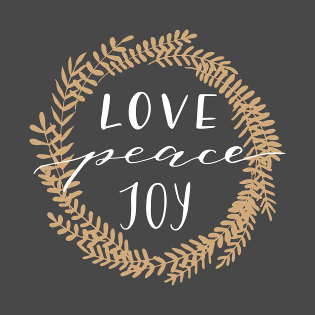 Love Peace Joy Christmas Wreath Design by BeLightDesigns