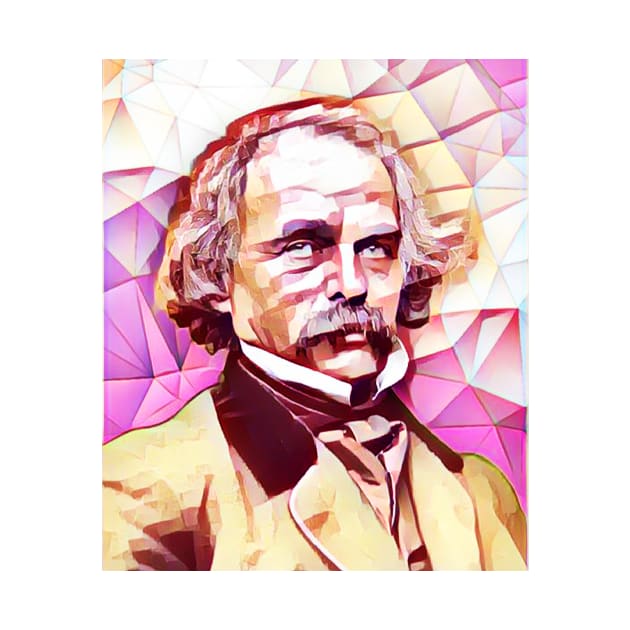 Nathaniel Hawthorne Pink Portrait | Nathaniel Hawthorne Artwork 12 by JustLit