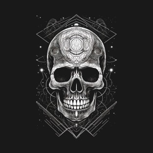 Mystical Celestial Skull Crystals Stars Vintage Graphic T-Shirt